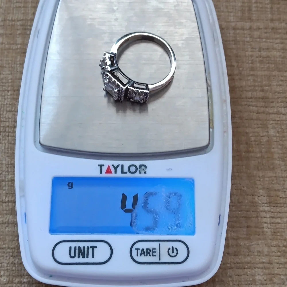 Silver Synthetic Crystal Ring